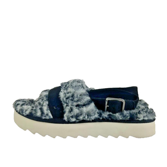 Koolaburra by UGG Fuzz'd Out Sandal Slipper Black & White Cheetah Size 8 39 - Picture 1 of 12